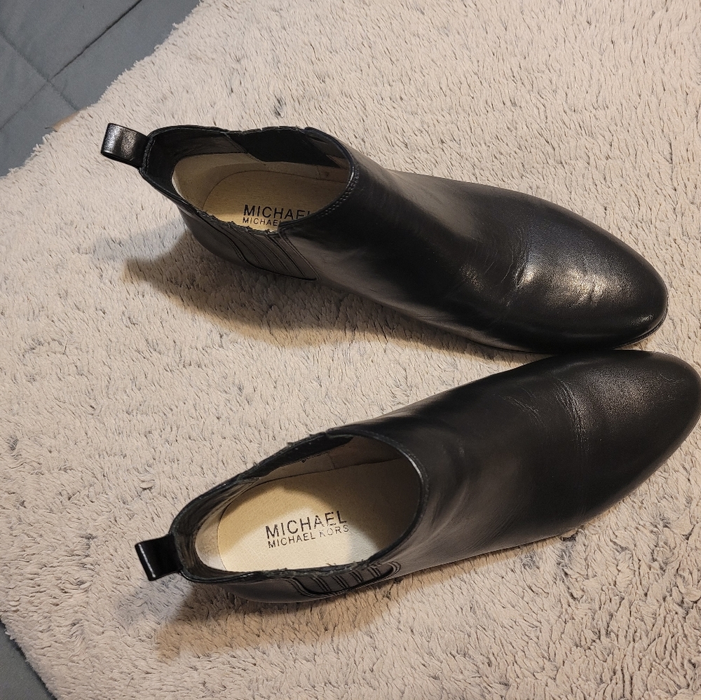 MK black ankle booties